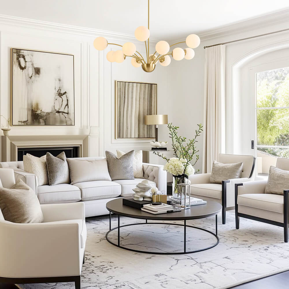 Luxury 12 - Light Glass Bubble Branch Semi Flush Chandelier - LightfixturesUAE