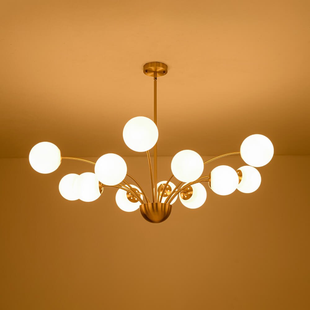 Luxury 12 - Light Glass Bubble Branch Semi Flush Chandelier - LightfixturesUAE