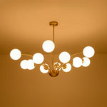 Luxury 12 - Light Glass Bubble Branch Semi Flush Chandelier - LightfixturesUAE