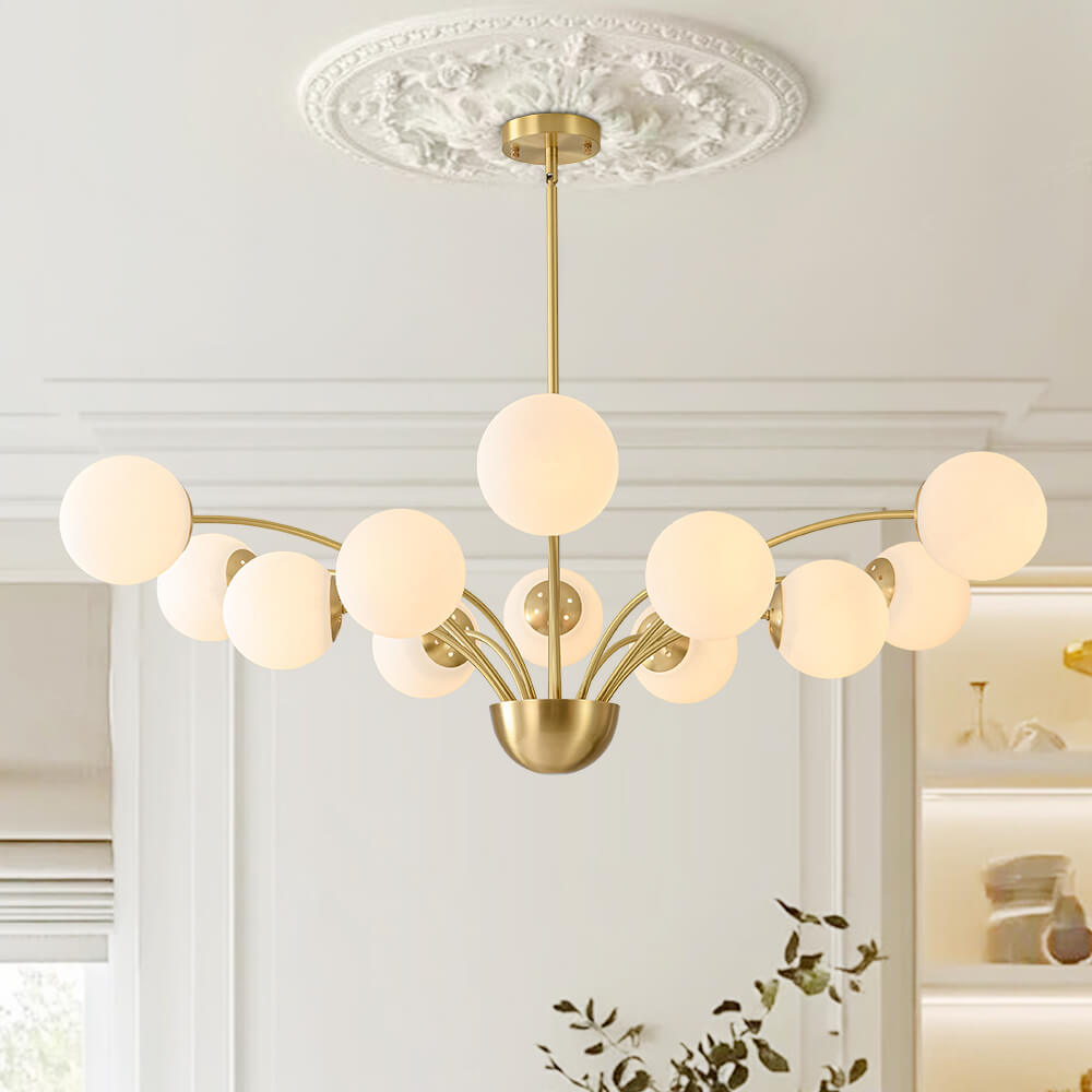 Luxury 12 - Light Glass Bubble Branch Semi Flush Chandelier - LightfixturesUAE