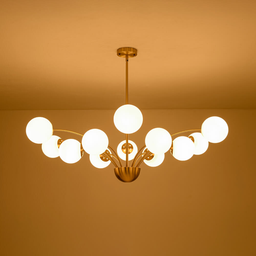 Luxury 12 - Light Glass Bubble Branch Semi Flush Chandelier - LightfixturesUAE