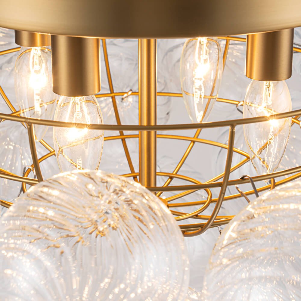 Luxury 4 - Light Clear Textured Glass Semi - Flush Mount - LightfixturesUAE