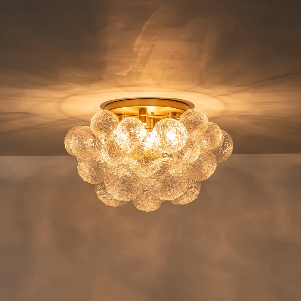 Luxury 4 - Light Clear Textured Glass Semi - Flush Mount - LightfixturesUAE