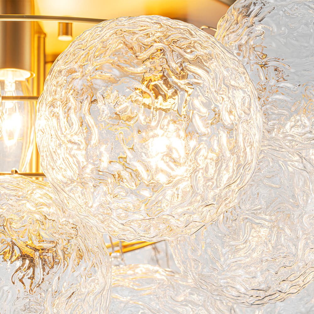 Luxury 4 - Light Clear Textured Glass Semi - Flush Mount - LightfixturesUAE