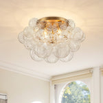 Luxury 4 - Light Clear Textured Glass Semi - Flush Mount - LightfixturesUAE