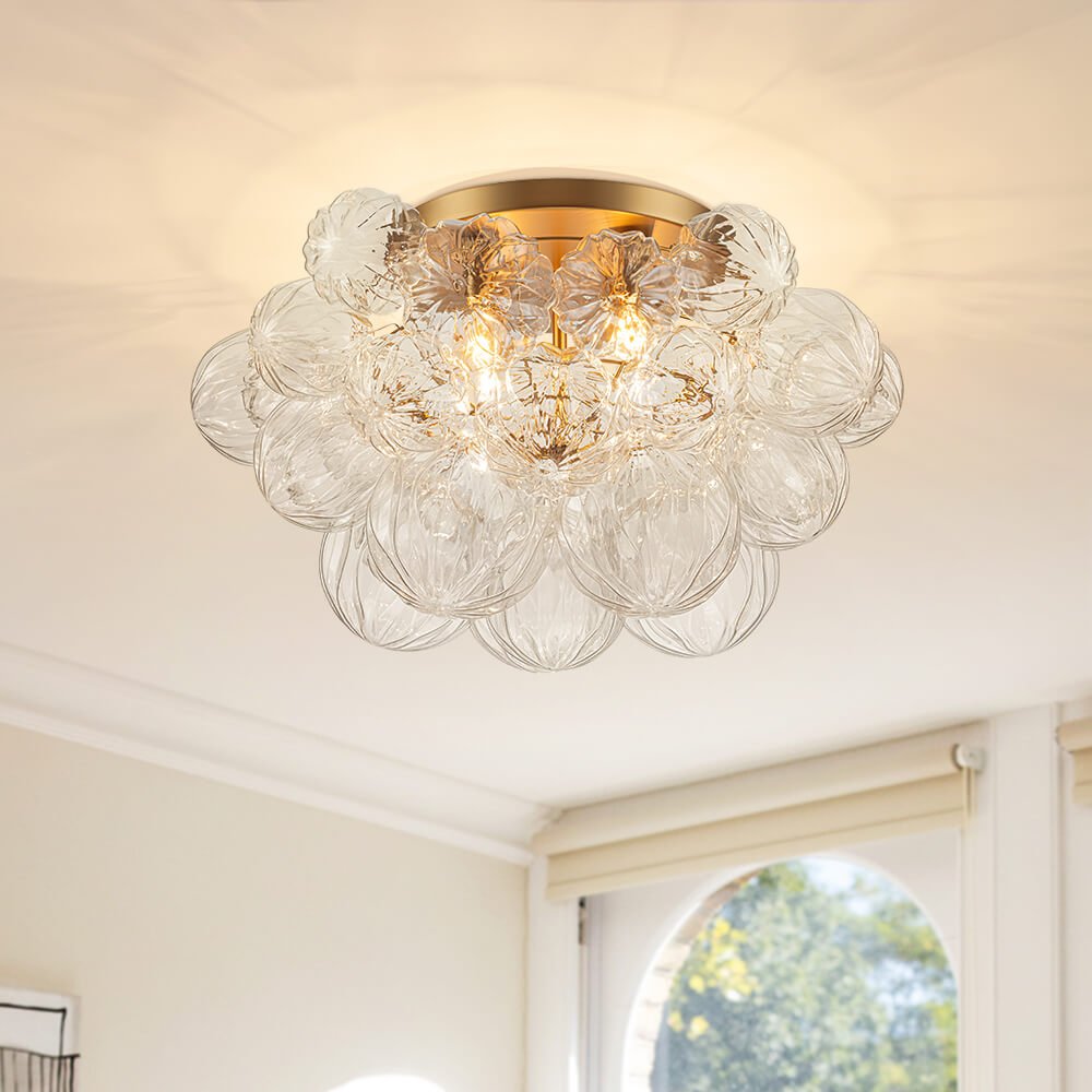 Luxury 4 - Light Clear Textured Glass Semi - Flush Mount - LightfixturesUAE