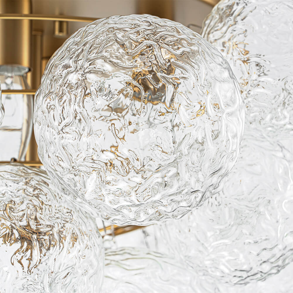 Luxury 4 - Light Clear Textured Glass Semi - Flush Mount - LightfixturesUAE