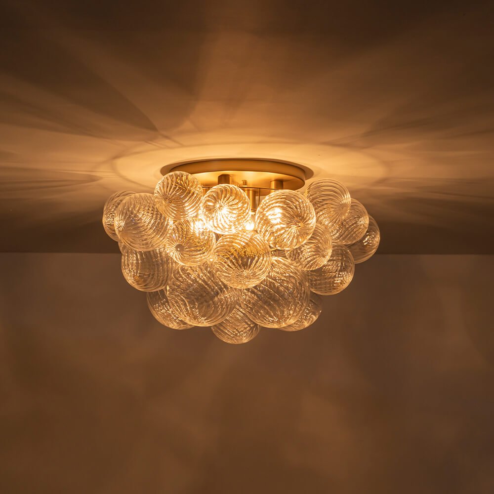 Luxury 4 - Light Clear Textured Glass Semi - Flush Mount - LightfixturesUAE
