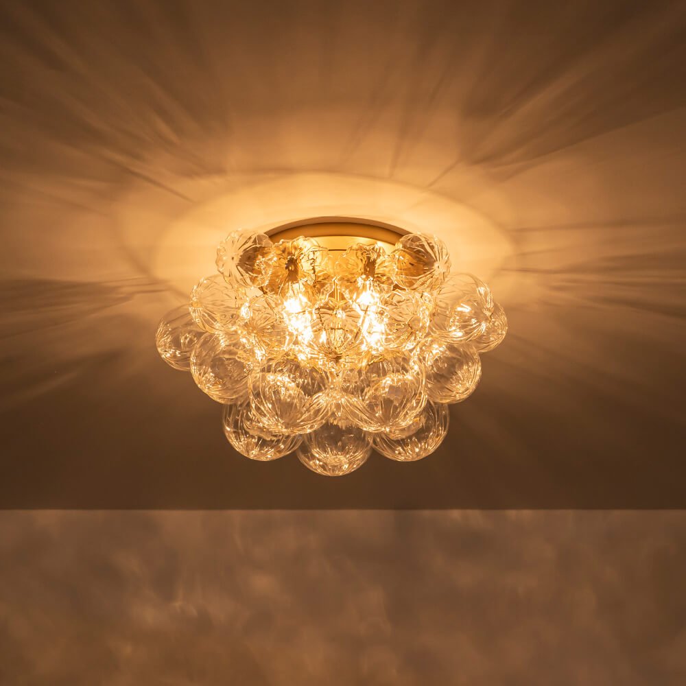 Luxury 4 - Light Clear Textured Glass Semi - Flush Mount - LightfixturesUAE