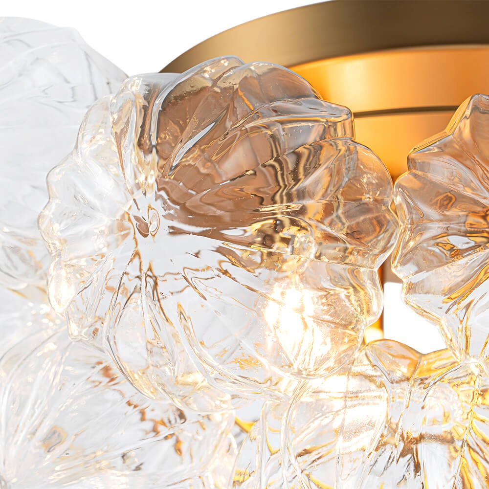 Luxury 4 - Light Clear Textured Glass Semi - Flush Mount - LightfixturesUAE