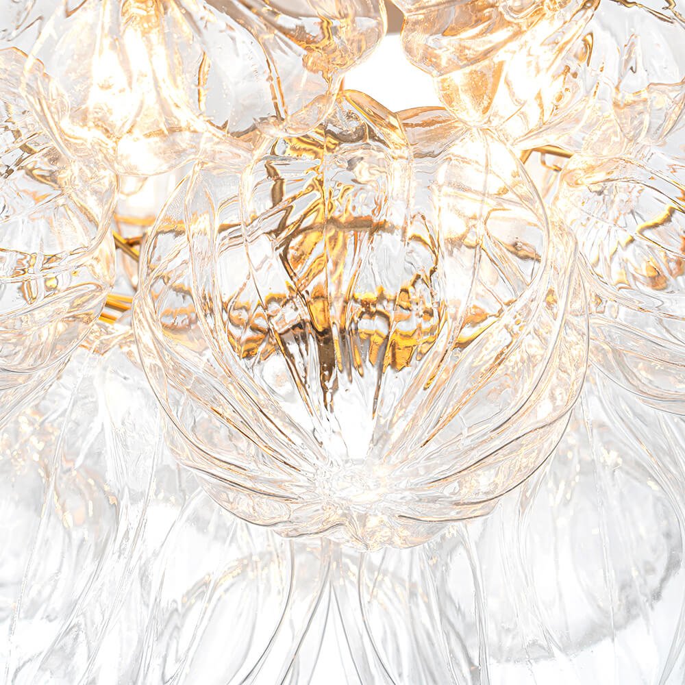 Luxury 4 - Light Clear Textured Glass Semi - Flush Mount - LightfixturesUAE