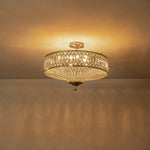 Luxury 6 - Light Drum Crystal Semi - Flush Mount Ceiling Light - LightfixturesUAE