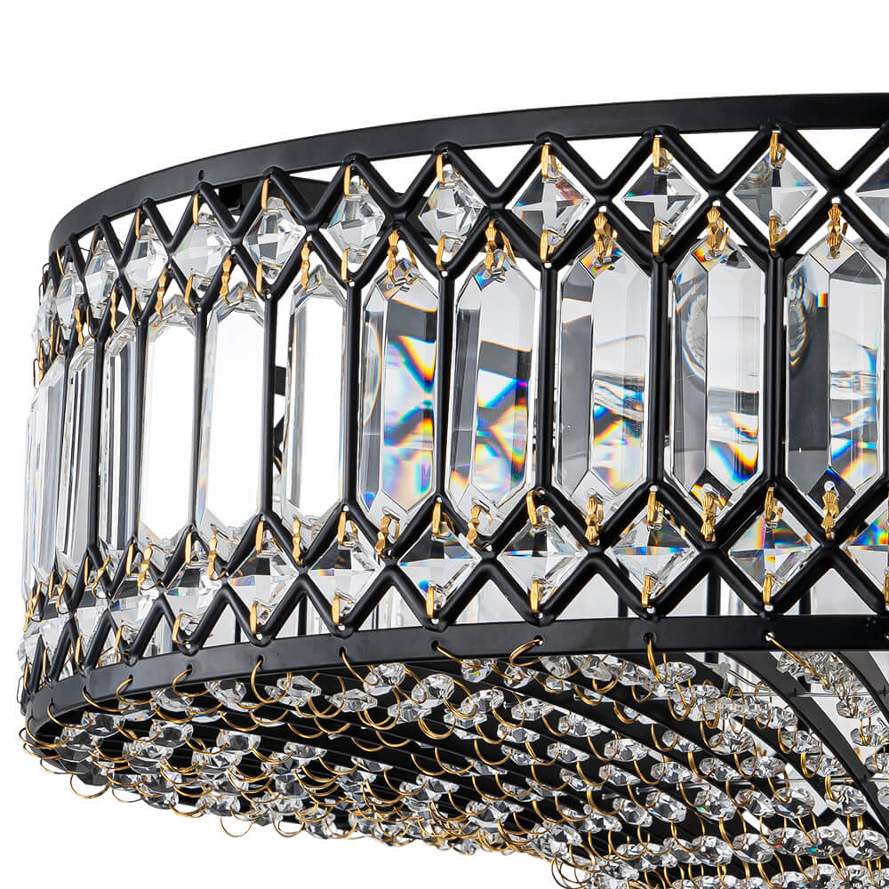 Luxury 6 - Light Drum Crystal Semi - Flush Mount Ceiling Light - LightfixturesUAE