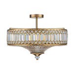Luxury 6 - Light Drum Crystal Semi - Flush Mount Ceiling Light - LightfixturesUAE