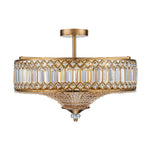 Luxury 6 - Light Drum Crystal Semi - Flush Mount Ceiling Light - LightfixturesUAE