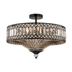 Luxury 6 - Light Drum Crystal Semi - Flush Mount Ceiling Light - LightfixturesUAE