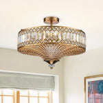 Luxury 6 - Light Drum Crystal Semi - Flush Mount Ceiling Light - LightfixturesUAE
