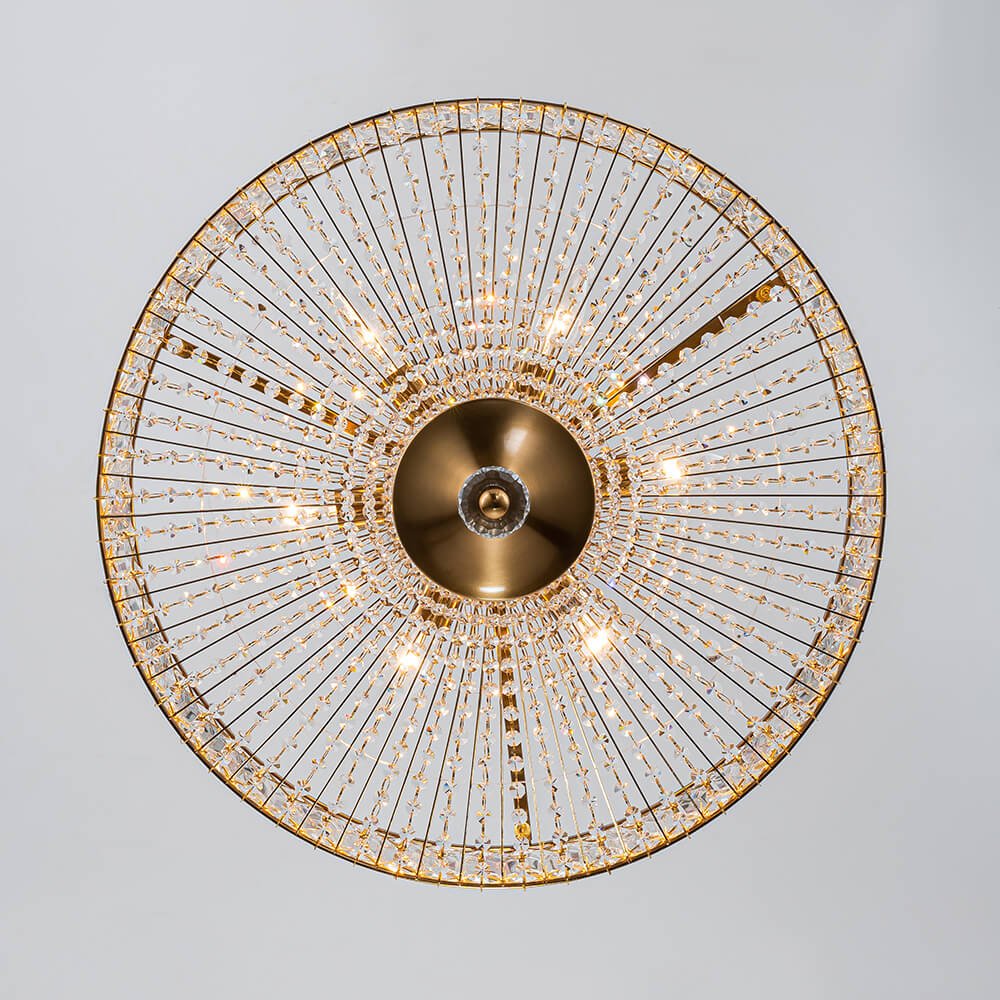 Luxury 6 - Light Drum Crystal Semi - Flush Mount Ceiling Light - LightfixturesUAE