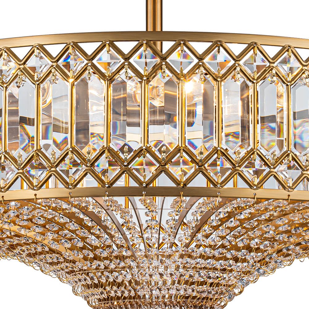 Luxury 6 - Light Drum Crystal Semi - Flush Mount Ceiling Light - LightfixturesUAE