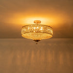 Luxury 6 - Light Drum Crystal Semi - Flush Mount Ceiling Light - LightfixturesUAE