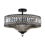 Luxury 6 - Light Drum Crystal Semi - Flush Mount Ceiling Light - LightfixturesUAE