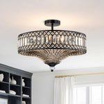 Luxury 6 - Light Drum Crystal Semi - Flush Mount Ceiling Light - LightfixturesUAE