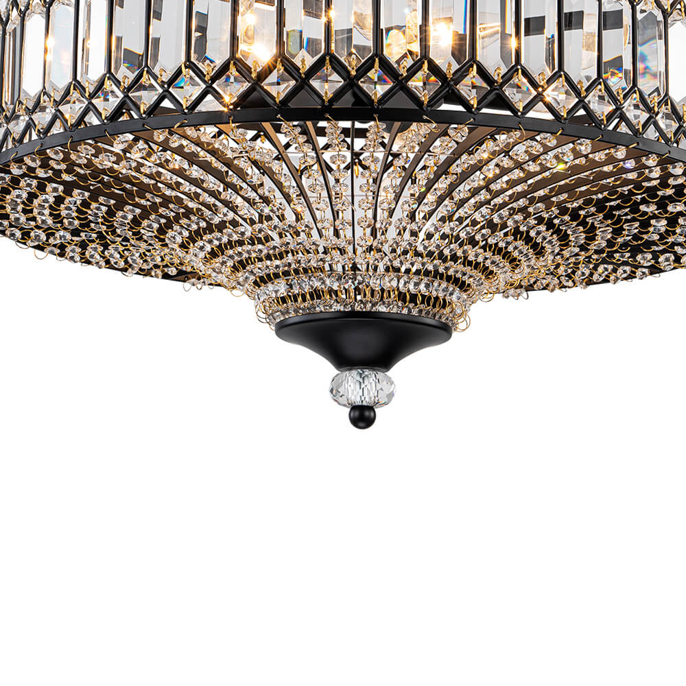 Luxury 6 - Light Drum Crystal Semi - Flush Mount Ceiling Light - LightfixturesUAE