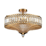 Luxury 6 - Light Drum Crystal Semi - Flush Mount Ceiling Light - LightfixturesUAE