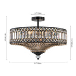 Luxury 6 - Light Drum Crystal Semi - Flush Mount Ceiling Light - LightfixturesUAE