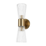 Luxury Minimalist 2 - Light Clear Ribbed Glass Double - Conical Wall Sconce - LightfixturesUAE