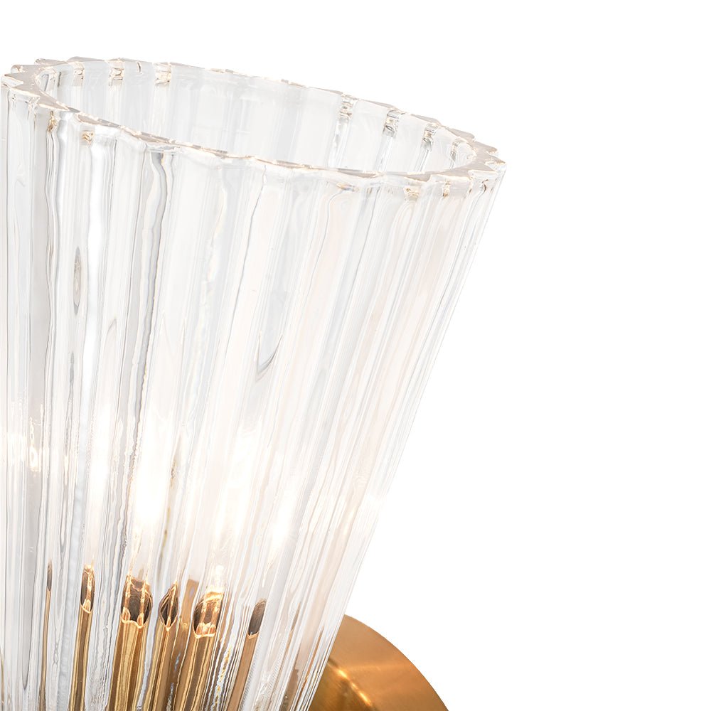 Luxury Minimalist 2 - Light Clear Ribbed Glass Double - Conical Wall Sconce - LightfixturesUAE
