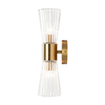 Luxury Minimalist 2 - Light Clear Ribbed Glass Double - Conical Wall Sconce - LightfixturesUAE