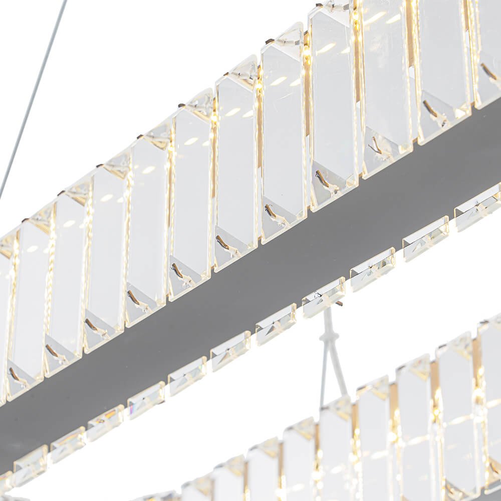 Luxury Oval Crystal LED Linear Kitchen Island Chandelier - LightfixturesUAE