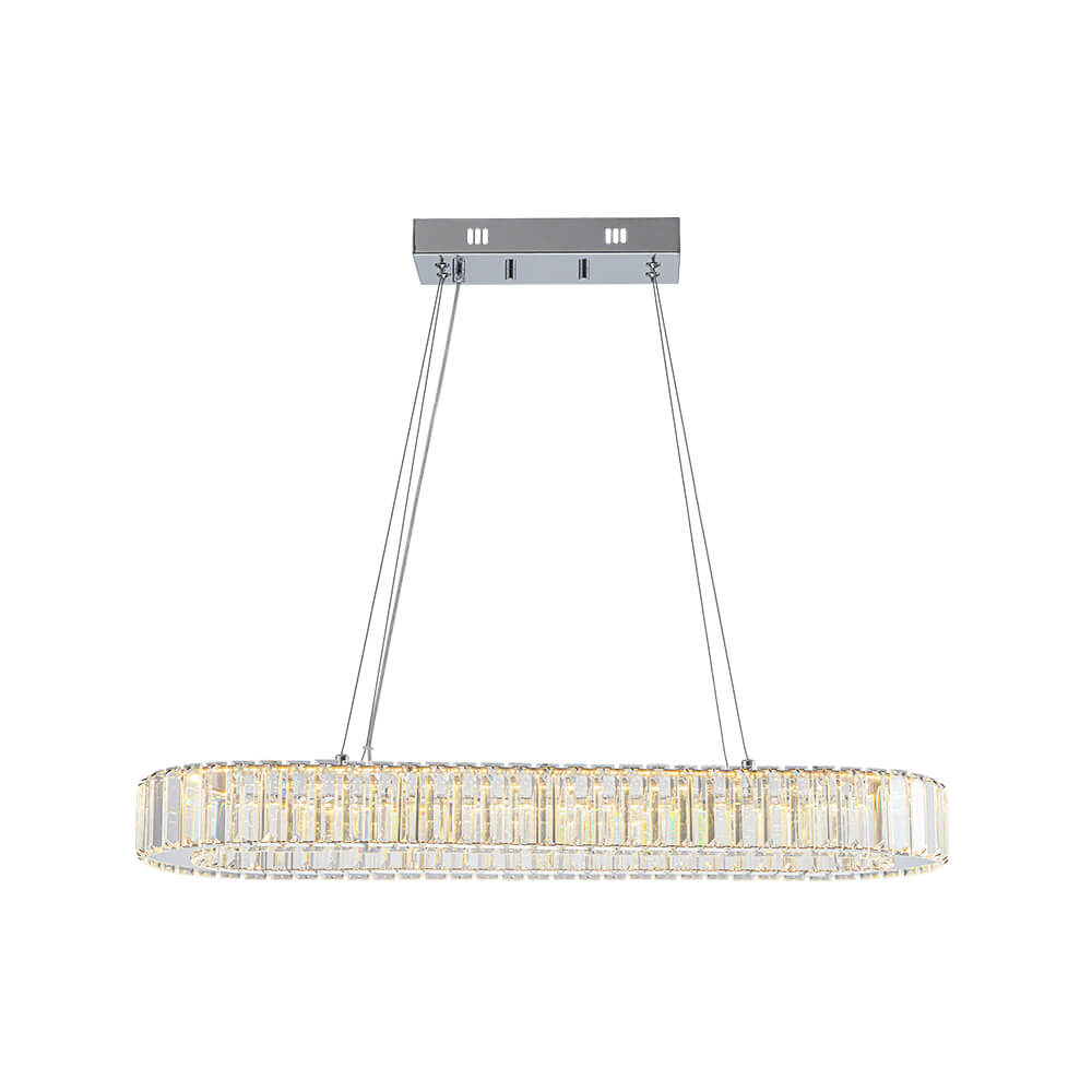 Luxury Oval Crystal LED Linear Kitchen Island Chandelier - LightfixturesUAE