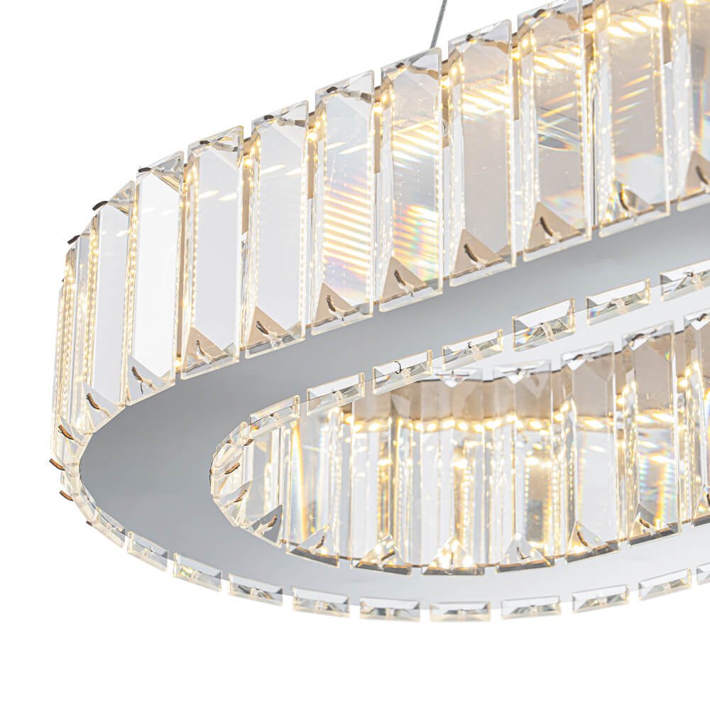 Luxury Oval Crystal LED Linear Kitchen Island Chandelier - LightfixturesUAE