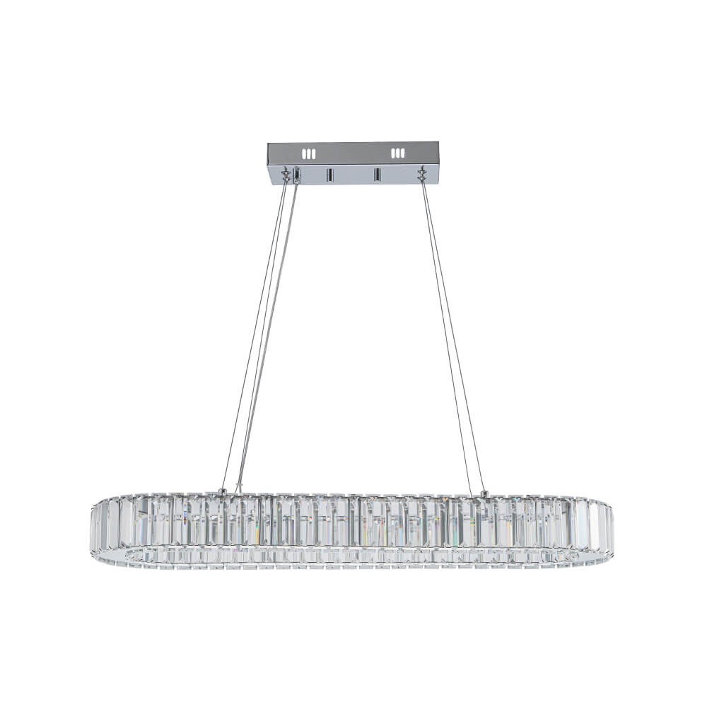 Luxury Oval Crystal LED Linear Kitchen Island Chandelier - LightfixturesUAE