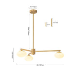 Mid - century 3/4 - Light Oval Glass Sputnik Semi - flush Mount Chandelier - LightfixturesUAE