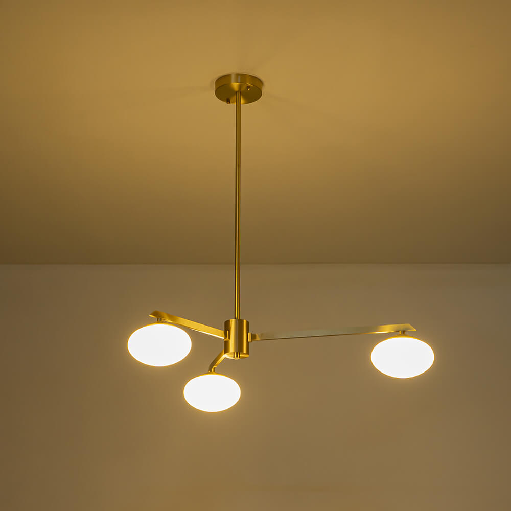 Mid - century 3/4 - Light Oval Glass Sputnik Semi - flush Mount Chandelier - LightfixturesUAE