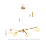 Mid - century 3/4 - Light Oval Glass Sputnik Semi - flush Mount Chandelier - LightfixturesUAE