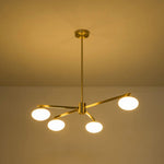 Mid - century 3/4 - Light Oval Glass Sputnik Semi - flush Mount Chandelier - LightfixturesUAE