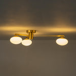 Mid - century 3/4 - Light Oval Glass Sputnik Semi - flush Mount Chandelier - LightfixturesUAE