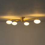 Mid - century 3/4 - Light Oval Glass Sputnik Semi - flush Mount Chandelier - LightfixturesUAE