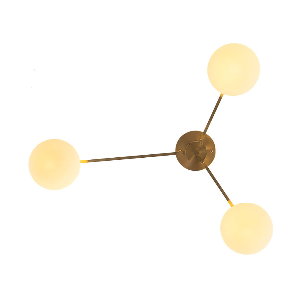 Mid - century 3/4 - Light Oval Glass Sputnik Semi - flush Mount Chandelier - LightfixturesUAE