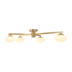 Mid - century 3/4 - Light Oval Glass Sputnik Semi - flush Mount Chandelier - LightfixturesUAE
