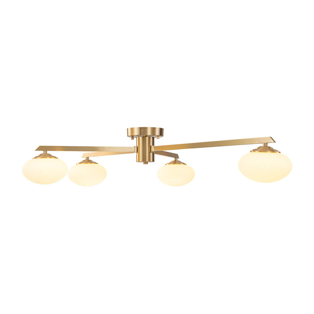 Mid - century 3/4 - Light Oval Glass Sputnik Semi - flush Mount Chandelier - LightfixturesUAE