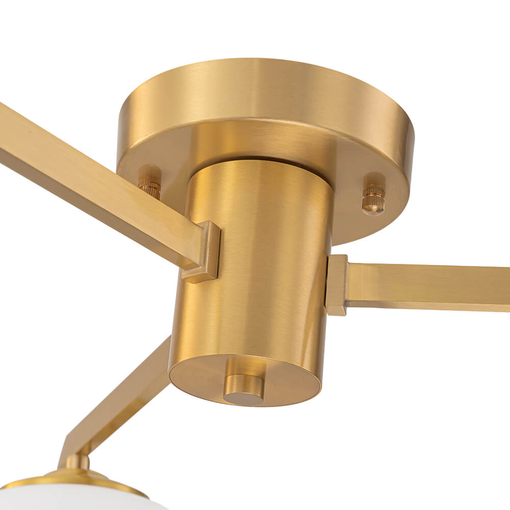 Mid - century 3/4 - Light Oval Glass Sputnik Semi - flush Mount Chandelier - LightfixturesUAE