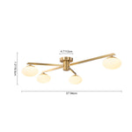 Mid - century 3/4 - Light Oval Glass Sputnik Semi - flush Mount Chandelier - LightfixturesUAE