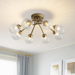 Mid Century 6 - Light Clear Stripe Glass Sputnik Flush Mount - LightfixturesUAE