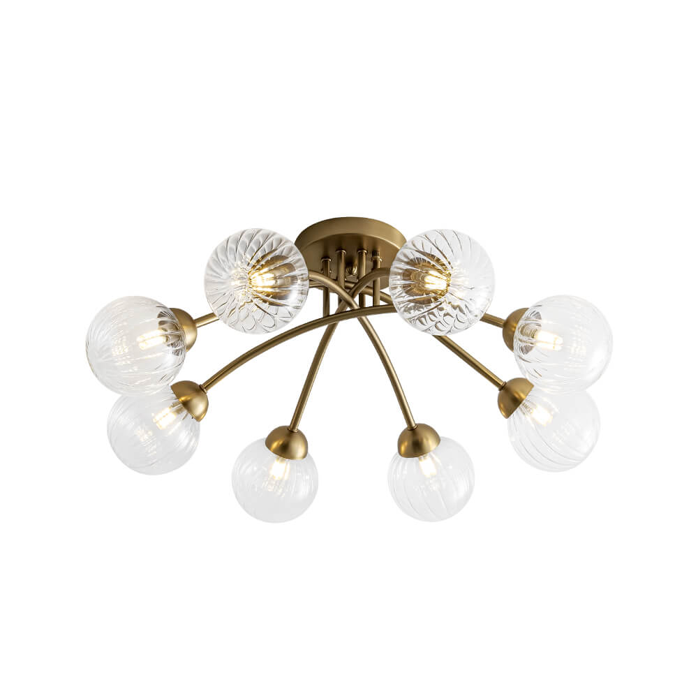 Mid Century 6 - Light Clear Stripe Glass Sputnik Flush Mount - LightfixturesUAE