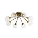 Mid Century 6 - Light Clear Stripe Glass Sputnik Flush Mount - LightfixturesUAE
